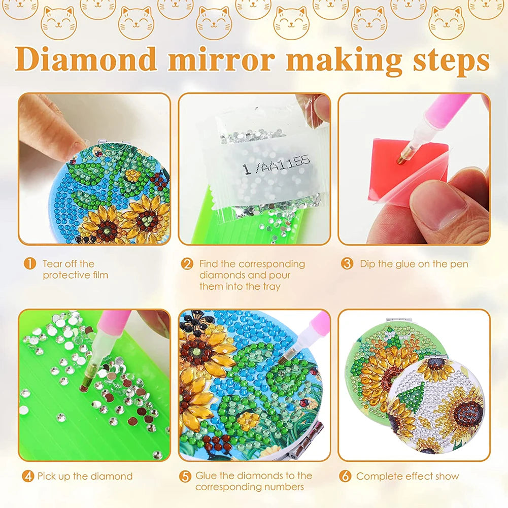 DIY Travel Mirror Kit - Requiring paint by number diamond painting.